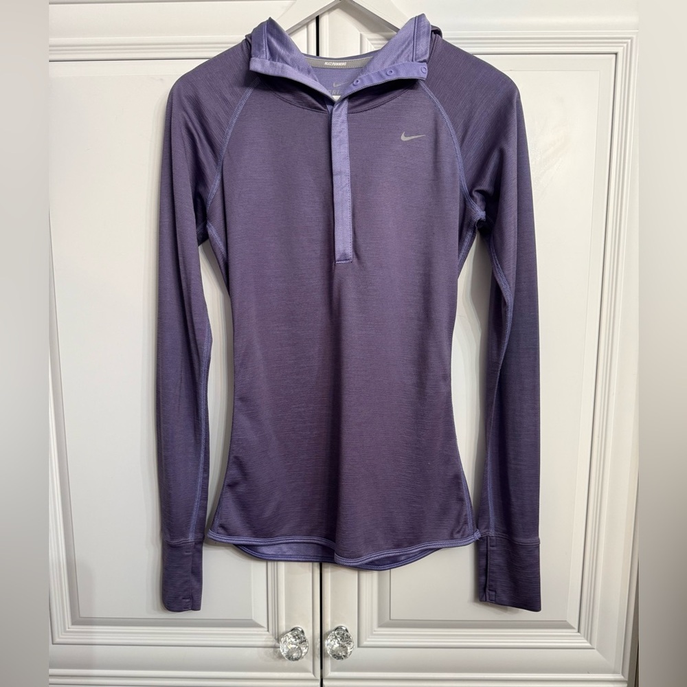 Nike Women's Size Small Purple Dri-FIT Running Hoodie Pullover Wool Blend Fabric